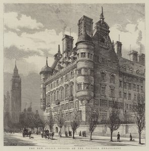 Les Nouveaux Bureaux de Police sur le Victoria Embankment - Henry William Brewer
